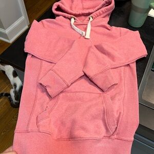 Fat Face Pink Fitted Hoodie with Cream Drawstring